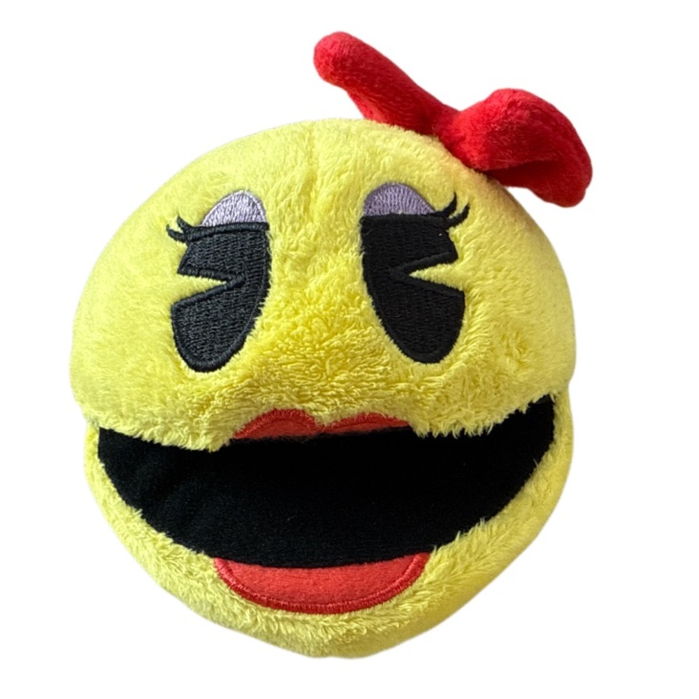 Ms Pac-Man Yellow Red Black Bandai NAMCO Toy Factory Plush 2019